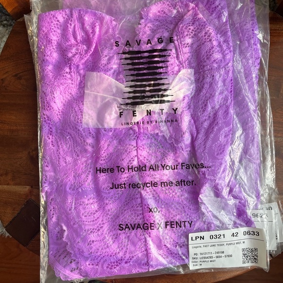 Savage X Fenty Purple Mist Fast Lane Lace Teddy - Picture 13 of 15